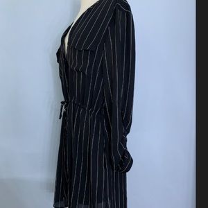 Dr2 Navy pinstriped Drawstring Dress